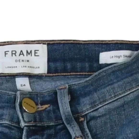 Frame Le High Skinny Jeans in Revere Blue Released Factory Hem 24 - Picture 6 of 6